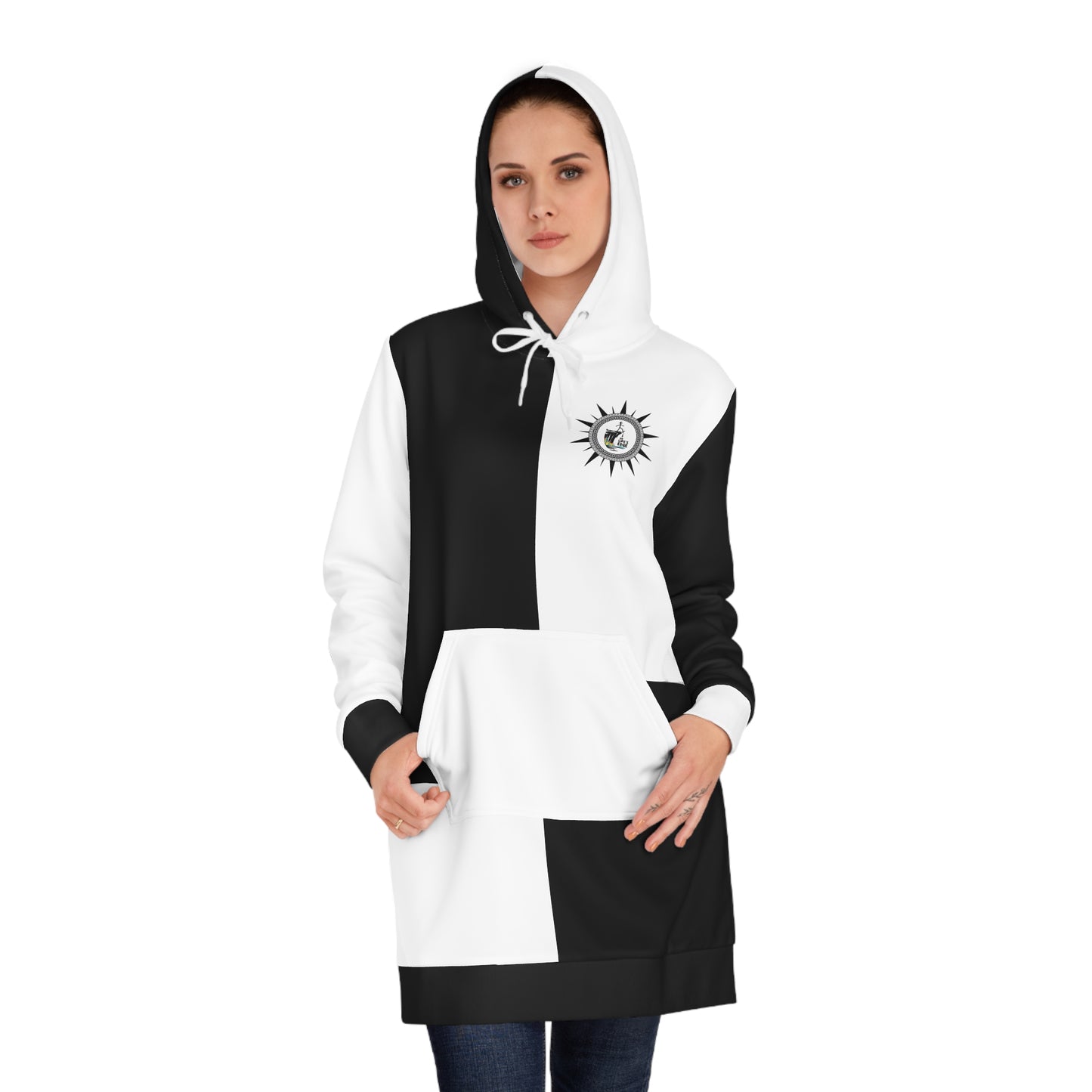 O.L.E B&W Color-Block Hoodie Dress