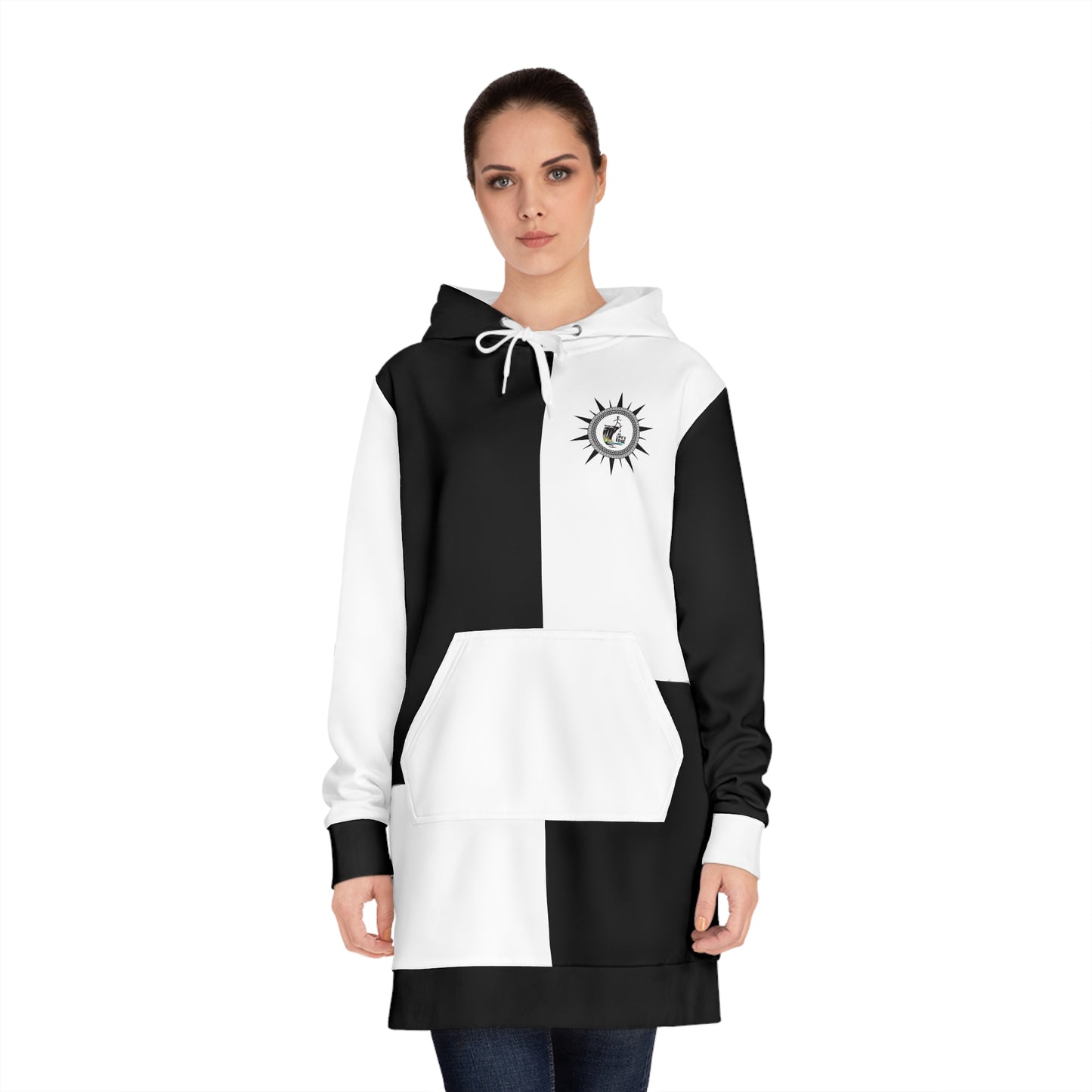 O.L.E B&W Color-Block Hoodie Dress